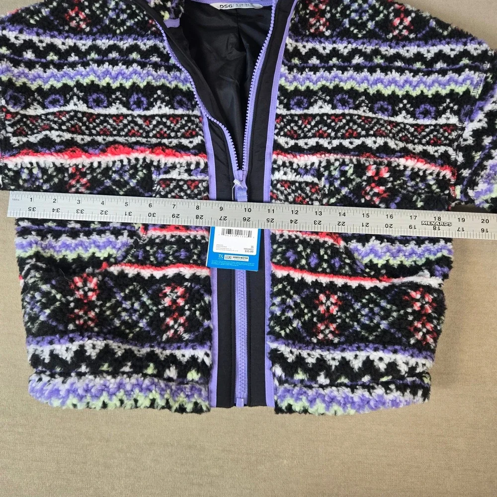 DSG Girls Cozy‎ Fleece Full Zip Jacket Small 8-9 Funky Fair Isle Youth Outerwear